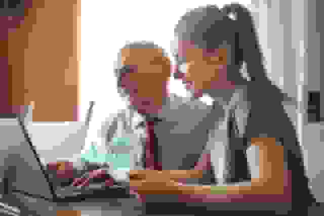 woman showing her grandparent LinkedIn